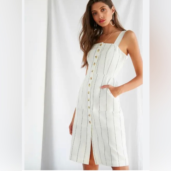 NWT FOREVER21 BUTTON UP LINEN BLEND DRESS SZ. XSMALL - Picture 1 of 9